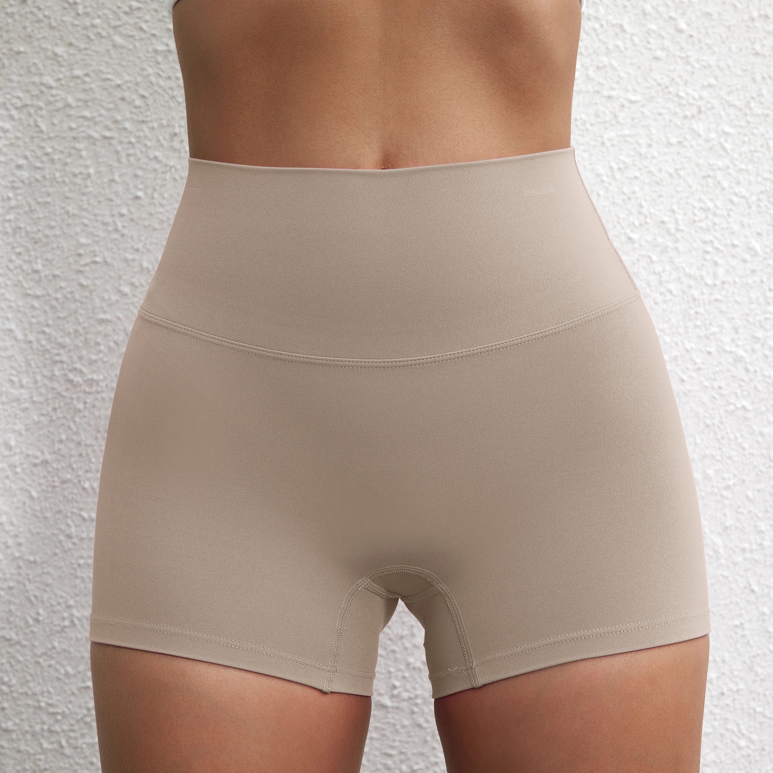 Sexy cor sólida cintura alta atlético yoga perna curta ciclismo feminino fitness esporte curto treinamento abrangente jogging agachamento à prova