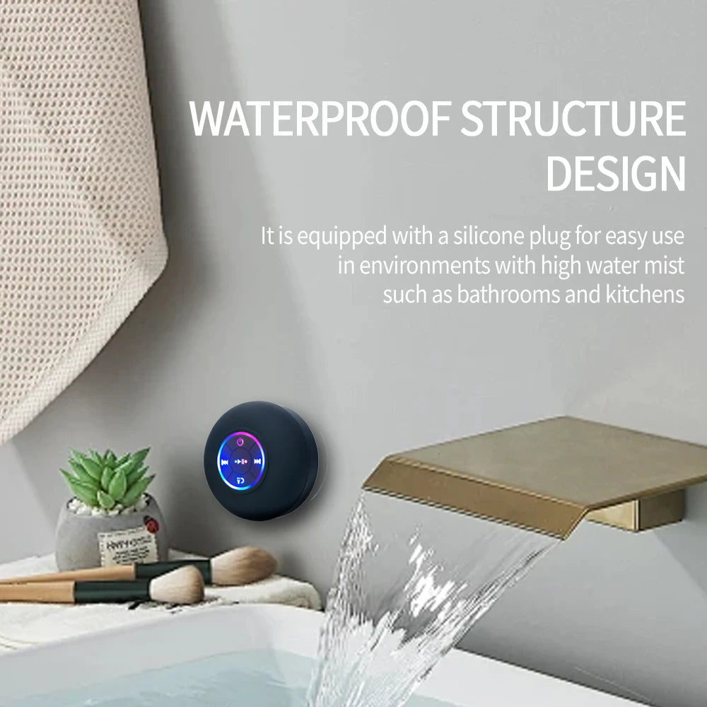 Portátil sem fio bluetooth alto-falante led luz ipx4 à prova dwaterproof água ao ar livre banheiro grande ventosa caixa de som estéreo