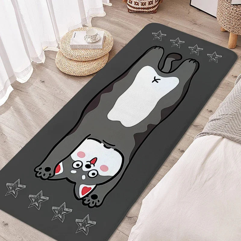 Tapete para quarto infantil, gato preto, adorável, quarto infantil, antiderrapante, banheiro, porta de entrada, decoração de casa