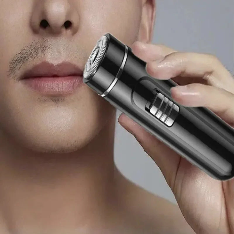 Navalha elétrica compacta e conveniente para homens – recarregável por USB, úmida e seca, fácil de usar com um botão – perfeita para casa, carro e viagens!