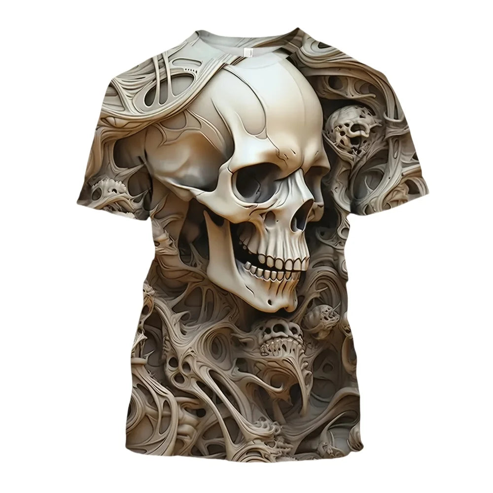 2024 verão nova camiseta masculina harajuku aranha crânio 3d impresso camiseta roupas masculinas moda punk t casual street wear camiseta