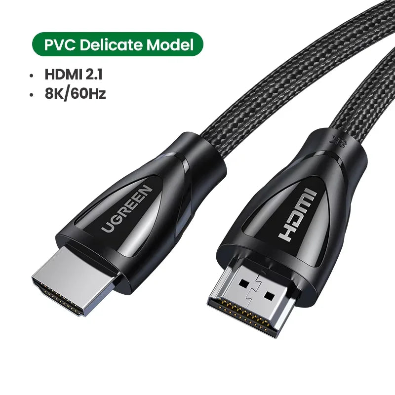 Cabo HDMI 2.1 2.0 UGREEN Ultra Alta Velocidade 4K 8K/60Hz 4K/120Hz para Xiaomi Mi Box PS5 Dolby Vision 48Gbps Compatível com HDMI