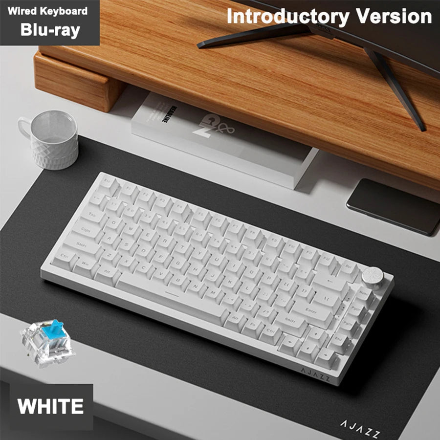 AJAZZ AK820 com fio com botões de volume rotativos, teclas hot-swap para teclados mecânicos de escritório e casa