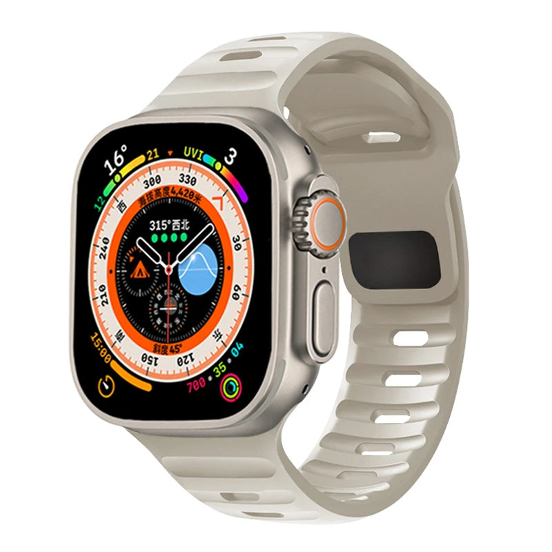 Pulseira de Silicone Sport para Apple Watch, Banda, 49mm, 45mm, 44mm, 42mm, 40mm, 41mm, 38, Pulseira Correa, iWatch Series 9, 8, 7, 6, 5, 4, 3, SE, ultra