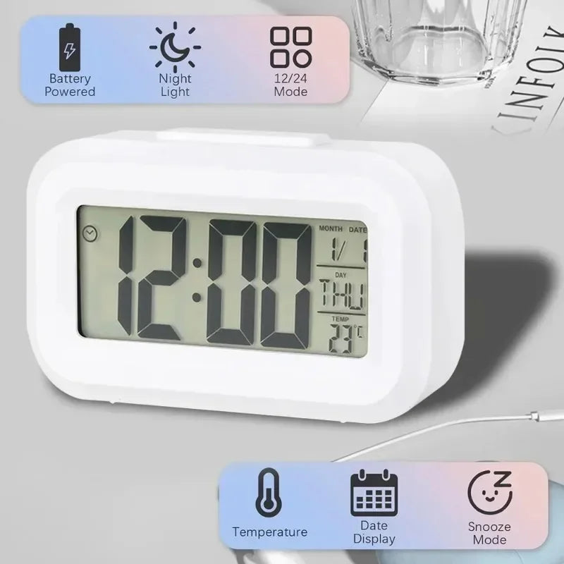 Led digital despertador backlight dados vezes calendário desktop multi-função eletrônico decoração do quarto decorações de mesa parede