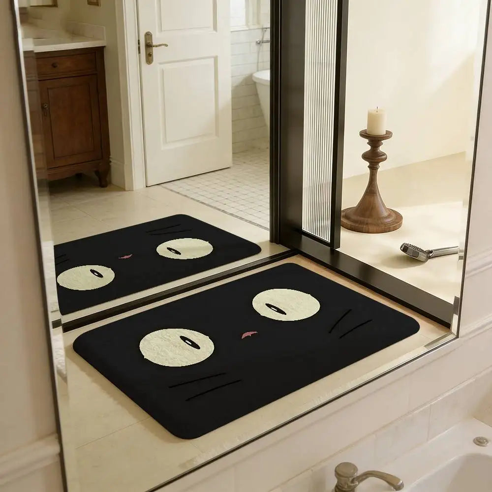 Tapetes de Quarto KiKi Jiji Retro com Múltiplas Opções para Sala de Estar e Cozinha, Tapete Antiderrapante de Boas-Vindas