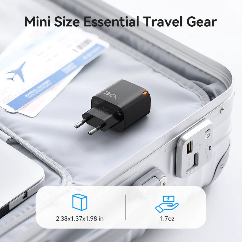 KUULAA 30W GaN Carregador PD 3.0 QC4.0 USB C Carregador Para iPhone 17 16 15 Pro Samsung S25 Xiaomi Tablet iPad Air Pro Carregador de telefone