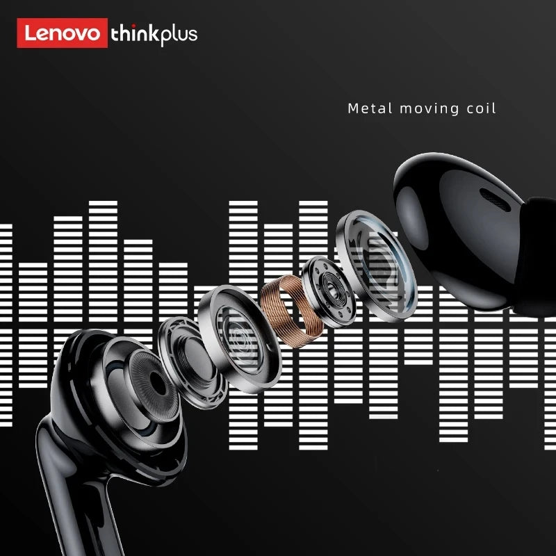Lenovo Thinkplus XT88 Fones de ouvido intra-auriculares Bluetooth com microfones duplos, redução de ruído estéreo, fones de ouvido de toque HIFI de graves