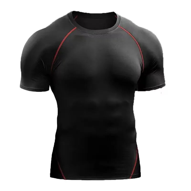 Roupas de fitness esportes ao ar livre dos homens secagem rápida manga curta camiseta treinamento pro correndo estiramento apertado roupas yoga