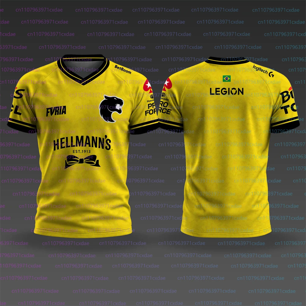 Camiseta Masculina de E-sports Popular 2026, Camisa de Treino Furia Team CS2, Uniforme Masculino com Estampa 3D, Camisetas de Manga Curta Fallen
