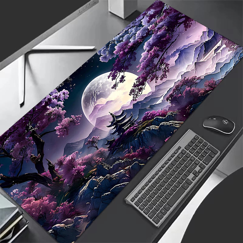 Céu estrelado lua mouse pad grande computador escritório jogo tapetes de mesa xxl borracha antiderrapante teclado de jogos mousepads longos almofadas de mesa