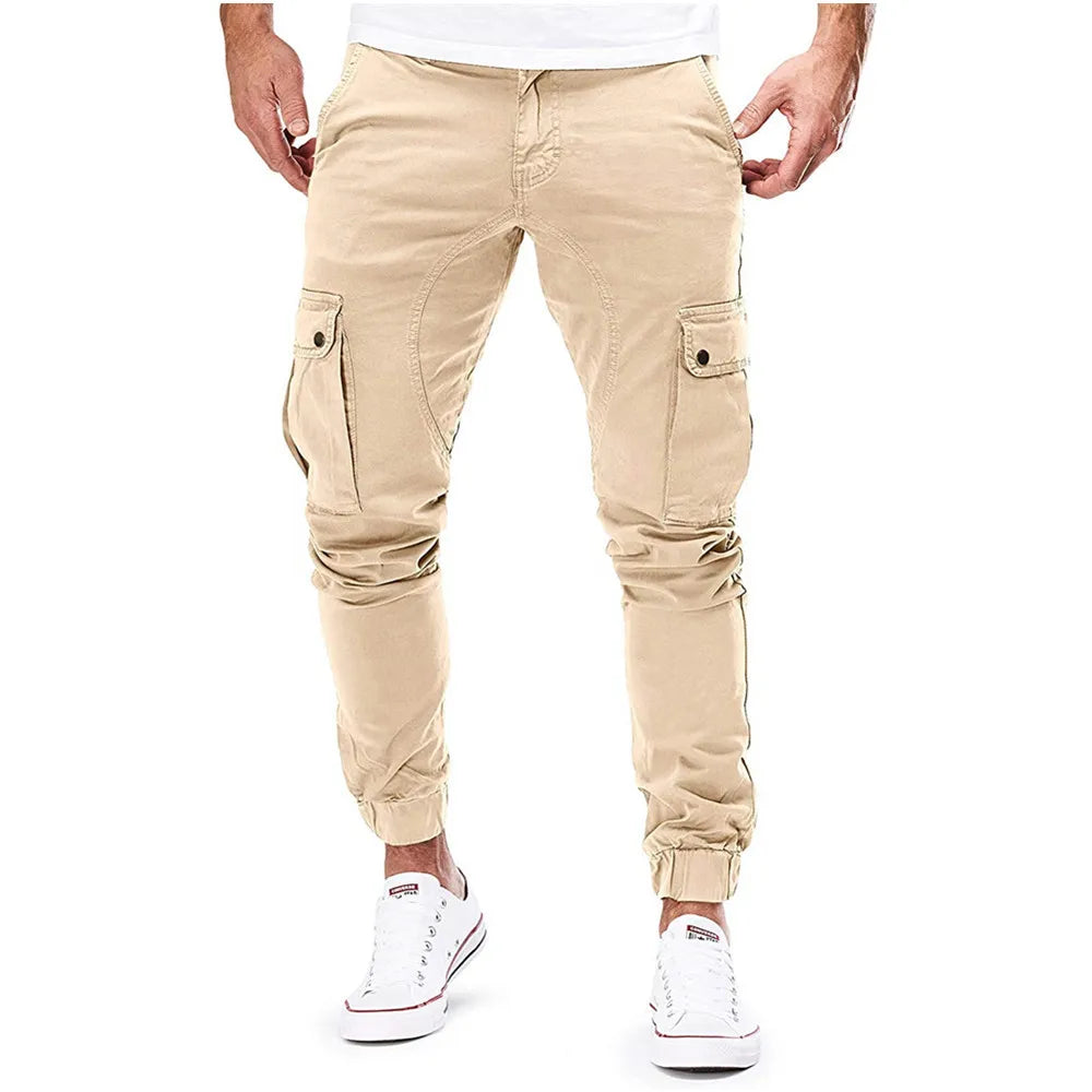 Calças masculinas finas moda casual jogger calças 2020 streetwear calças de carga multi-bolsos calças de fitness ginásios moletom dos homens