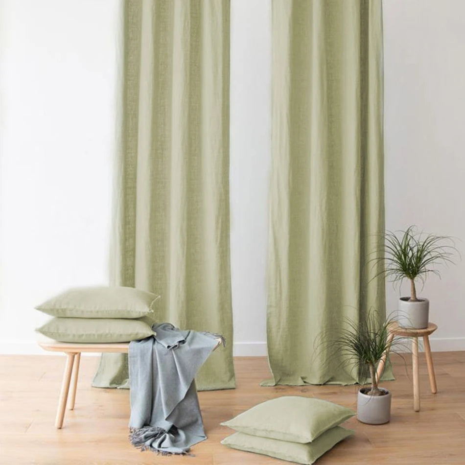 Cortina com Rod Pocket for Window, 100% Linho, Filtragem de Luz, Farmhouse Living Room, Children Bedroom, Environmental, Linen