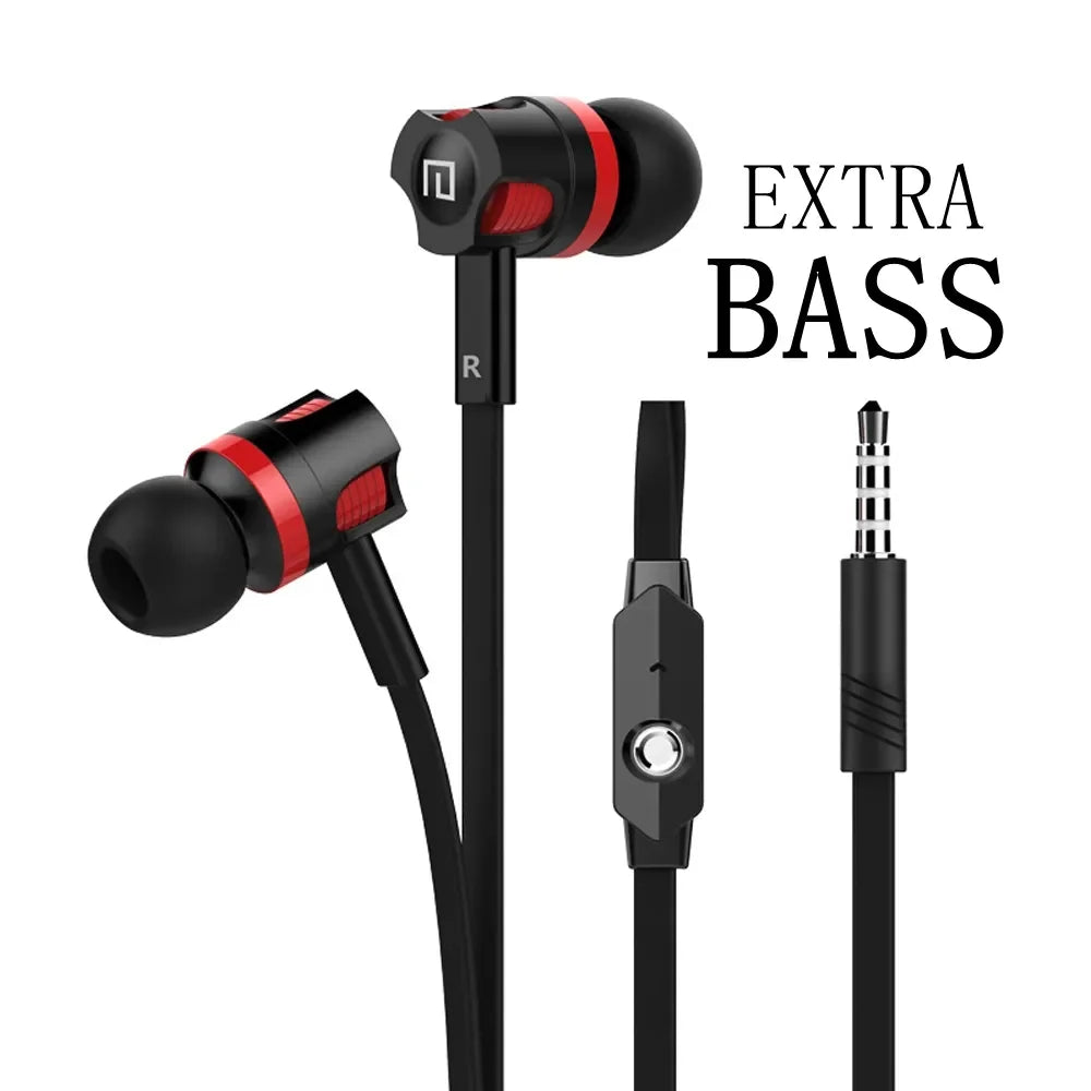 Fones de ouvido extra graves com fio fone de ouvido 3.5mm com microfone estilo macarrão наушники esporte fone para samsung