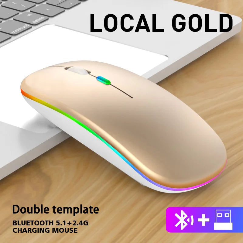 Rato sem fio bluetooth 2.4g modos duplos recarregável ratos rgb ergonômico silencioso clique mouse para computador pc ipad laptops 3600dpi