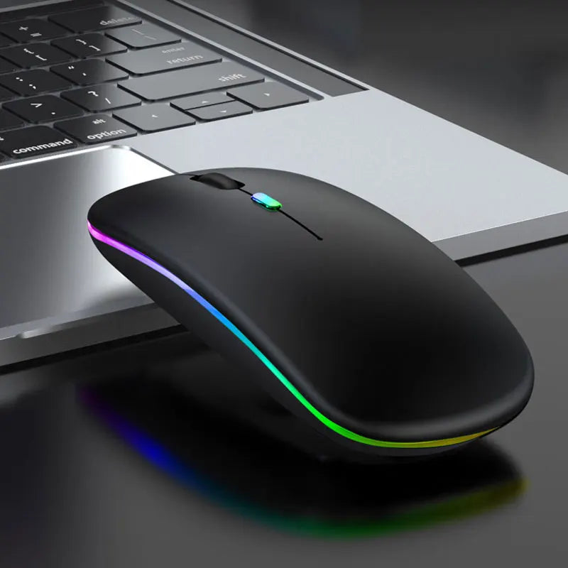 Rato sem fio bluetooth 5.0 com usb recarregável rgb luz para computador portátil computador pc macbook gaming mouse 2.4ghz 1600dpi