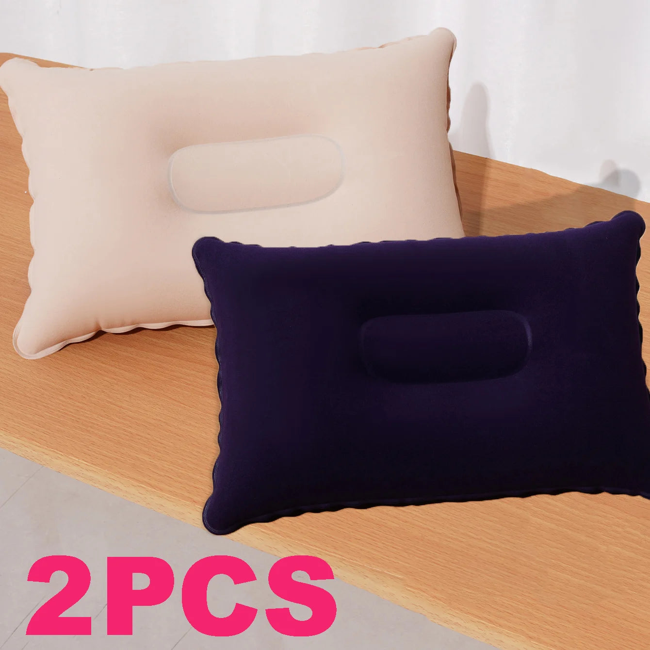 2 unidades/pacote travesseiro quadrado inflável, travesseiro de pescoço de viagem, compacto e leve, ideal para viagens, escritório e uso de cochilo