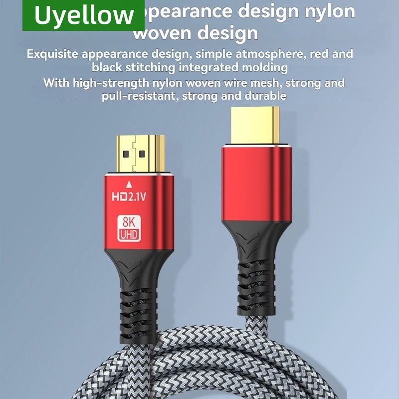 Uyellow 48gbps hdmi-cabo 8k 60hz 50cm 1m 2m 3m 5m hdmi-compatível 2.1 cabo 4k 120hz hdr 3d efeito vídeo para hdtv pc