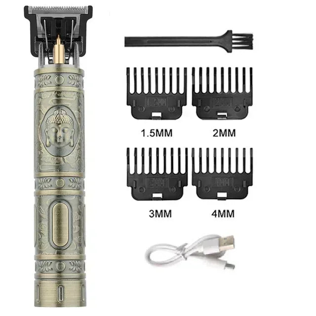 Máquina de Cortar Cabelo Vintage com Carregamento USB, Aparador Elétrico Portátil, Barbeador Profissional, Presente para Namorado