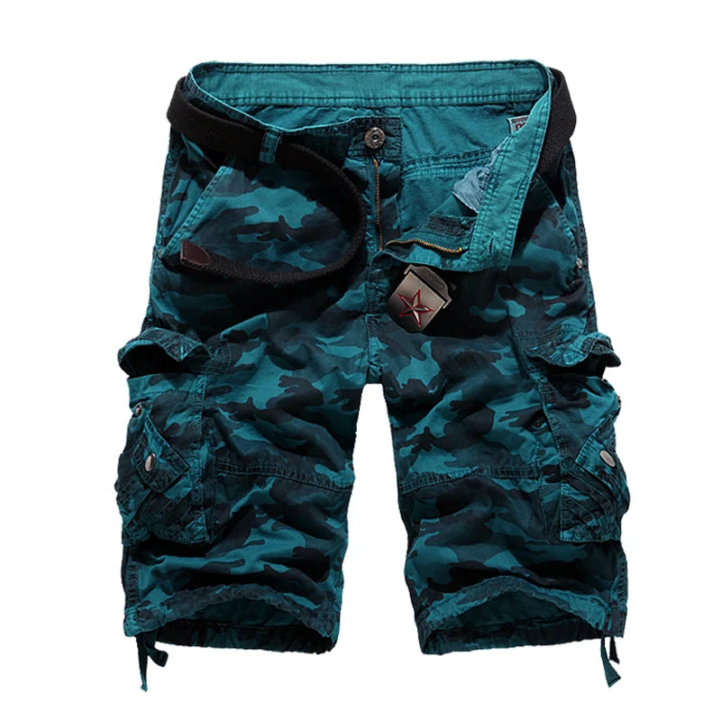 Novos Shorts Cargo Camuflados Masculinos Tamanho EUA 2026 - Estilo Militar Solto e Fresco para o Verão