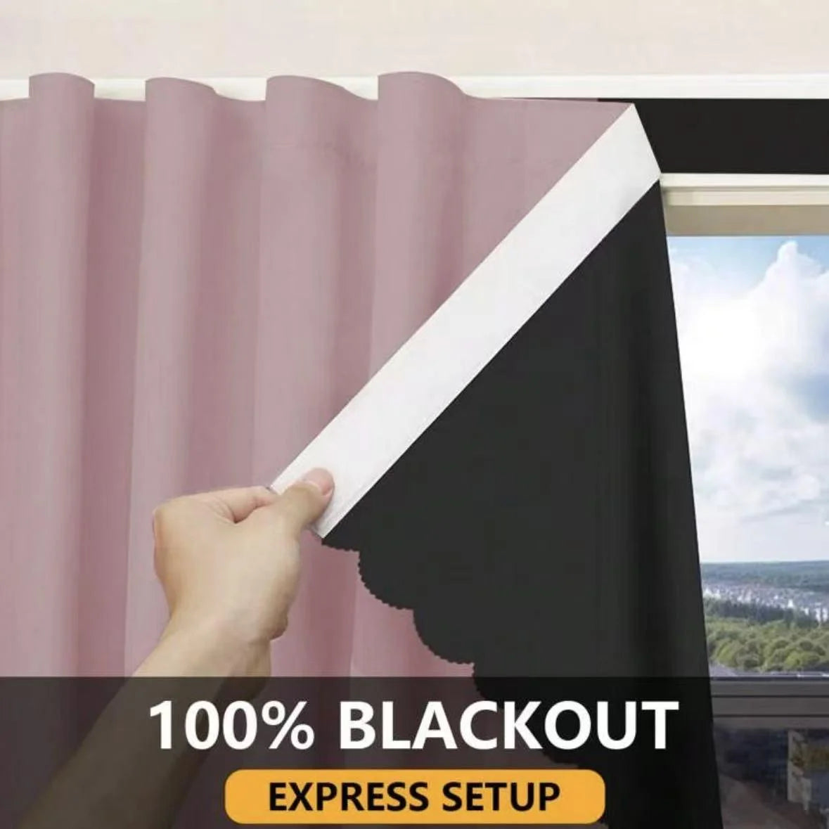 1pc Cortina 100% Blackout, Autoadesiva, Sem Necessidade de Furos, Bloqueio de Luz Solar, Isolamento Térmico, Proteção de Privacidade