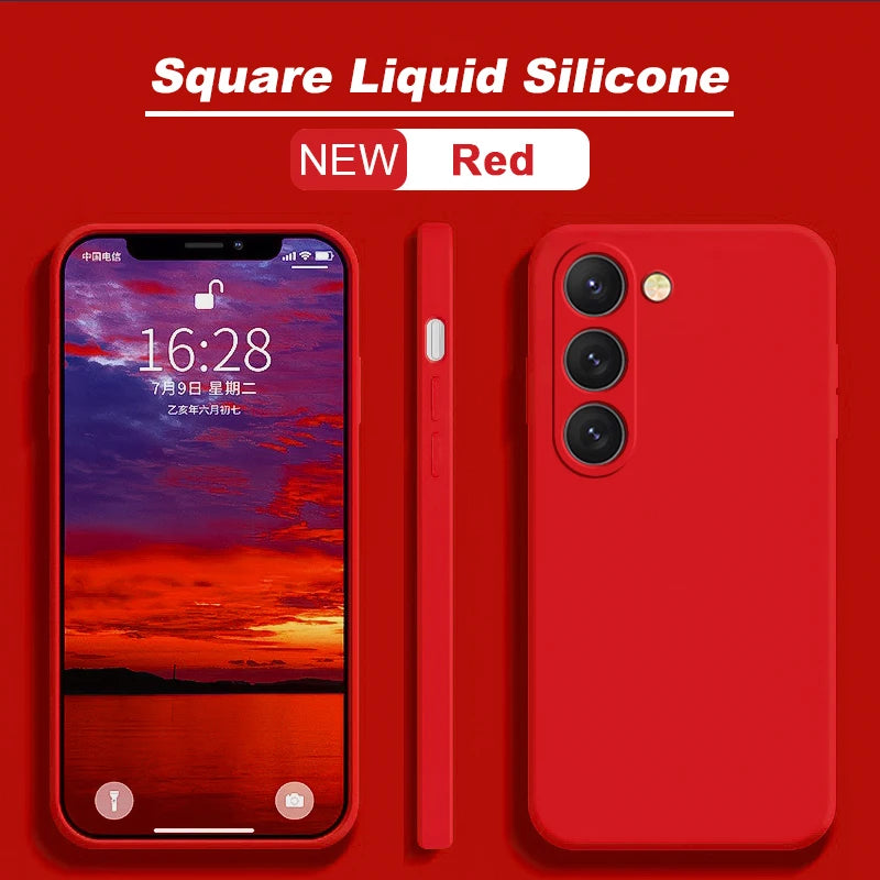 Capa de Silicone Líquido Quadrada para Samsung Galaxy S26 S25 S24 S23 S22 Ultra Plus S26Ultra - capinha Protetora Macia