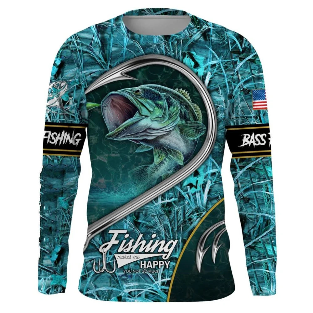 Camisas de pesca camisetas masculinas de manga longa roupas masculinas outono streetwear tripulação pescoço pullovers dos homens t camisa casual roupas masculinas