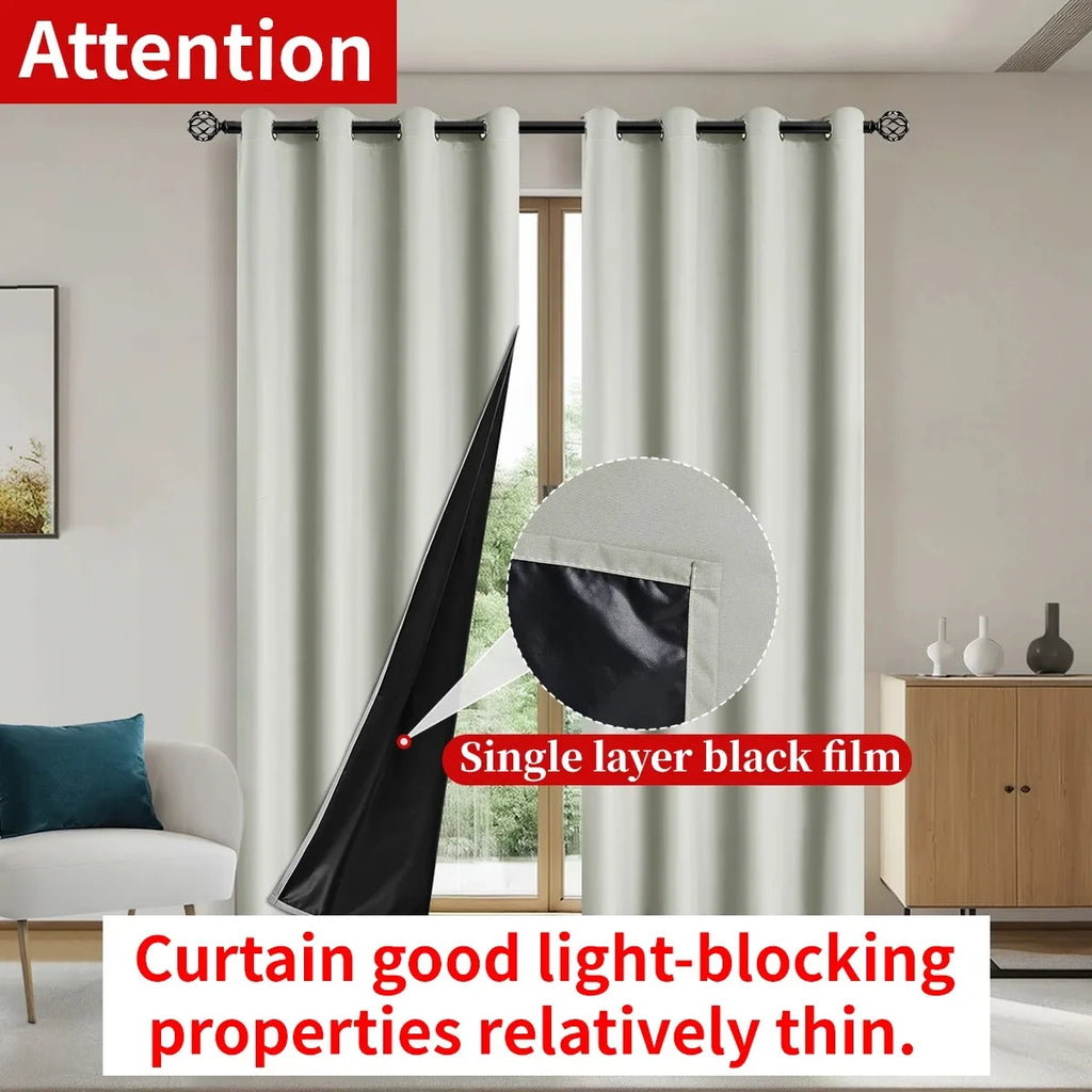 Cortinas Blackout Sólidas 100% com Ilhoses, Cortinas de Privacidade Total para Quarto, Lindas Cortinas para Sala de Estar