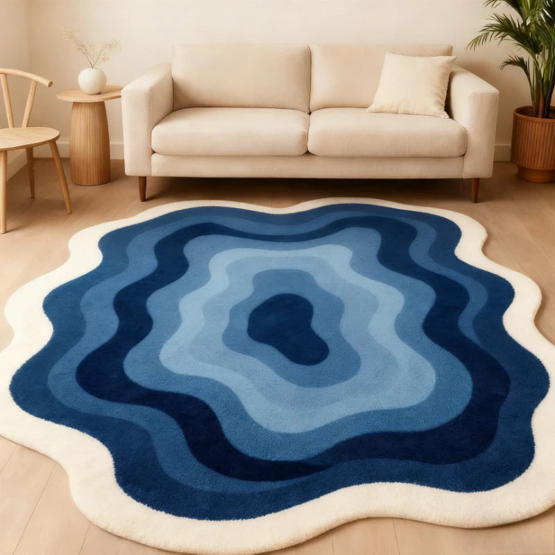 Estilo moderno decoração do quarto tapete irregular grande área para sala de estar engrossado pelúcia gradiente tapete fofo macio