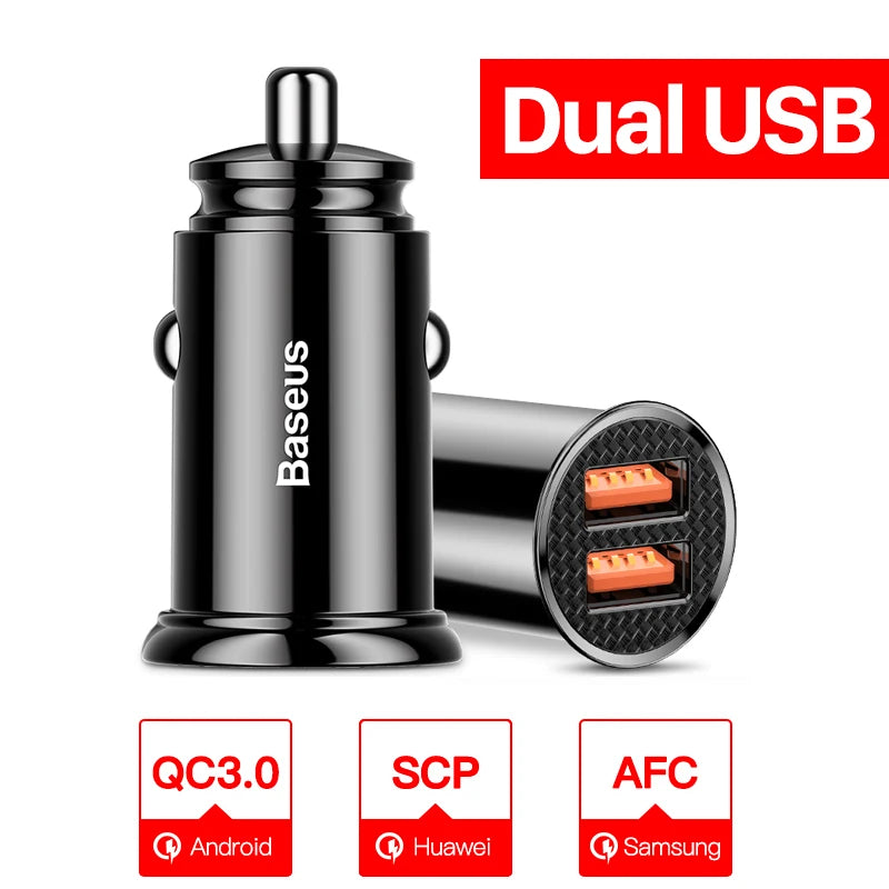 Baseus carregador de carro usb carga rápida 4.0 qc4.0 qc3.0 pps scp 5a pd tipo c 30w carregador usb de carro rápido para iphone xiaomi telefone móvel