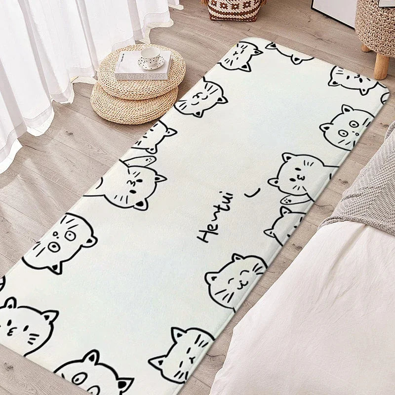 Tapete para quarto infantil, gato preto, adorável, quarto infantil, antiderrapante, banheiro, porta de entrada, decoração de casa