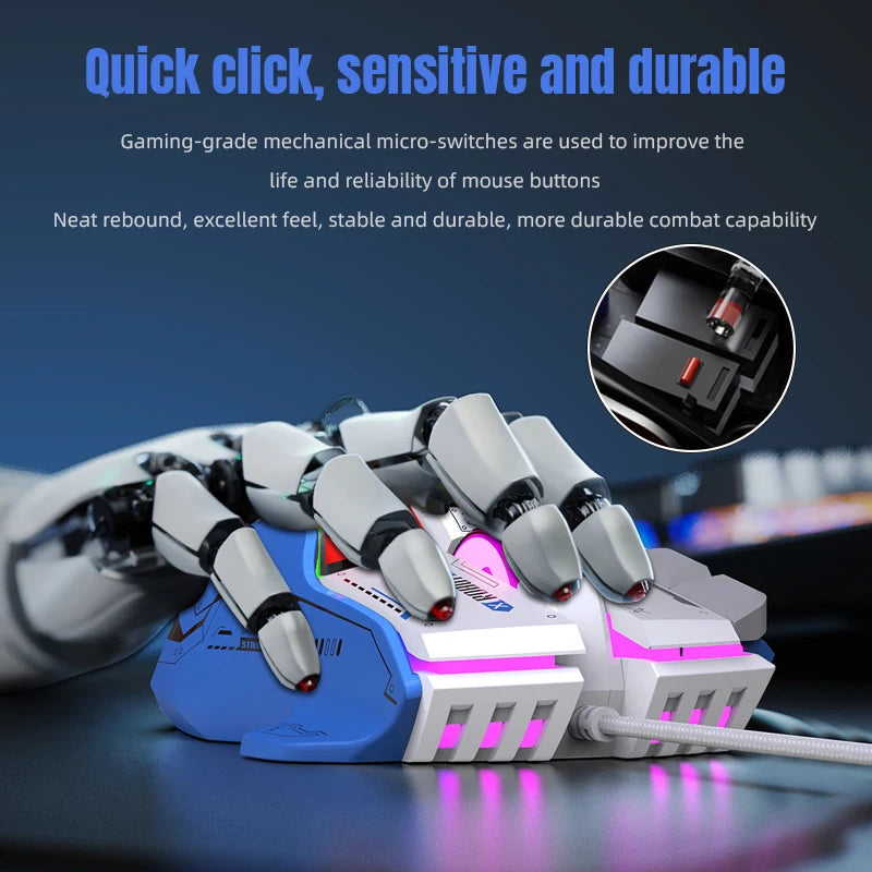 Mouse para jogos G6 com fio 128000 DPI ChipA826 RGB Design ergonômico macro programável superior para jogos e trabalho