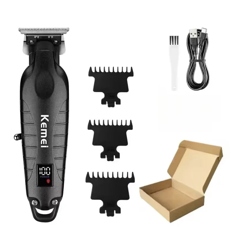 Máquina de Corte Profissional Kemei KM-1995 KM-2293 KM-T95, Aparador de Cabelo Elétrico com Display LCD