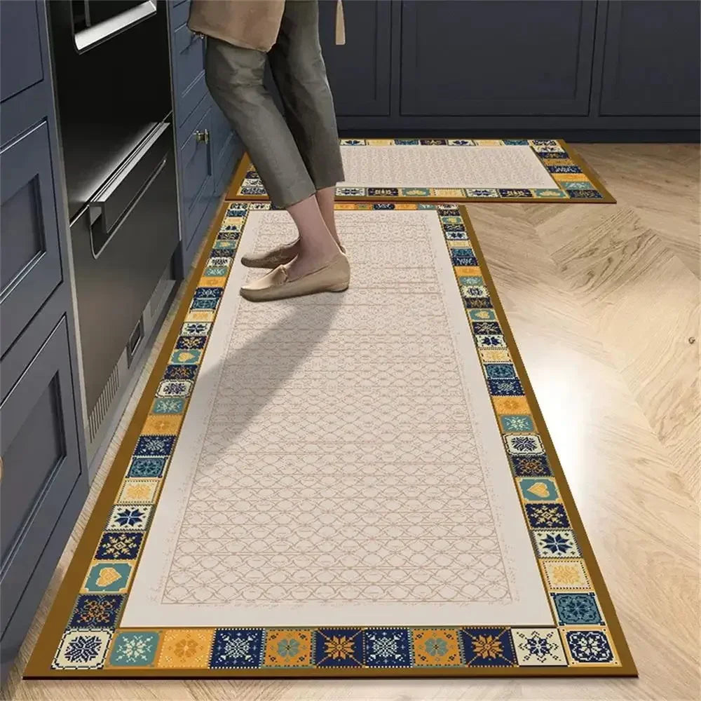 VIKAMA 1/2 peças Tapete Vintage para Cozinha, Sala de Estar, Quarto, Tapete de Corredor Antiderrapante, Capacho de Entrada, Decoração para Casa