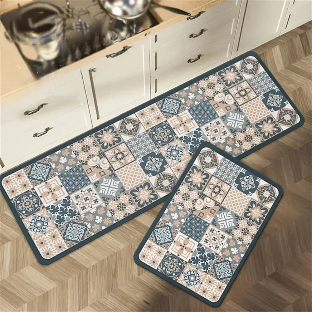 VIKAMA 1/2 peças Tapete Vintage para Cozinha, Sala de Estar, Quarto, Tapete de Corredor Antiderrapante, Capacho de Entrada, Decoração para Casa