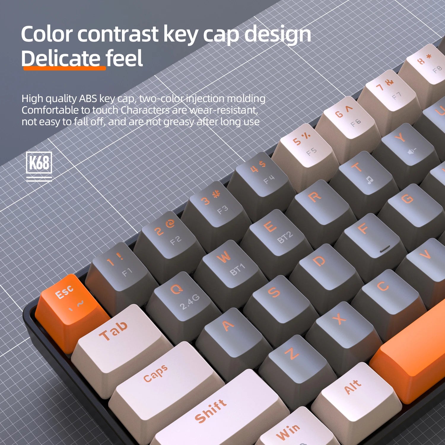 60% teclado mecânico sem fio bluetooth modo duplo hot-swap ziyoulang k68 mini teclado 68 teclas interruptor vermelho para pc/iphone ipad
