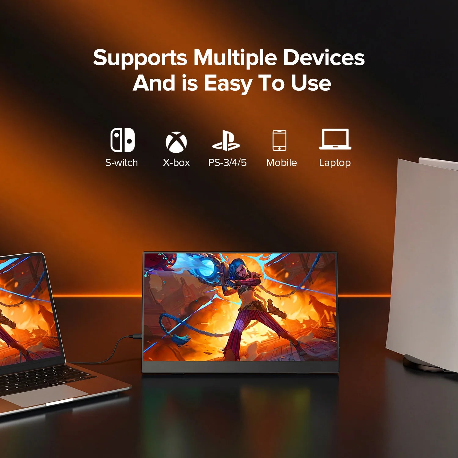 UPERFECT 15.6'' 1920*1080 60Hz Monitor portátil 16:9 tela IPS com o tipo-C Mini HDMI segunda exibição suporte traseiro 2 alto-falantes para o portátil XBox PS4/5 interruptor caixa de TV PC extensão móvel MAC
