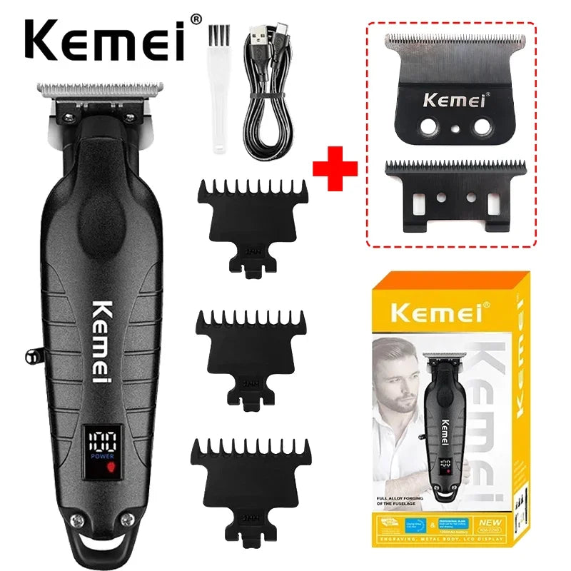 Máquina de Corte Profissional Kemei KM-1995 KM-2293 KM-T95, Aparador de Cabelo Elétrico com Display LCD