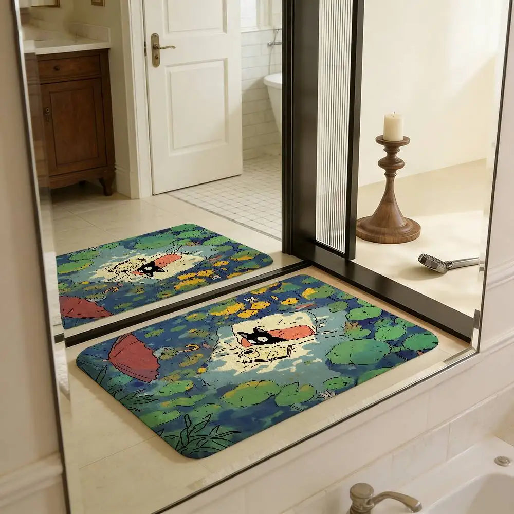 Tapetes de Quarto KiKi Jiji Retro com Múltiplas Opções para Sala de Estar e Cozinha, Tapete Antiderrapante de Boas-Vindas