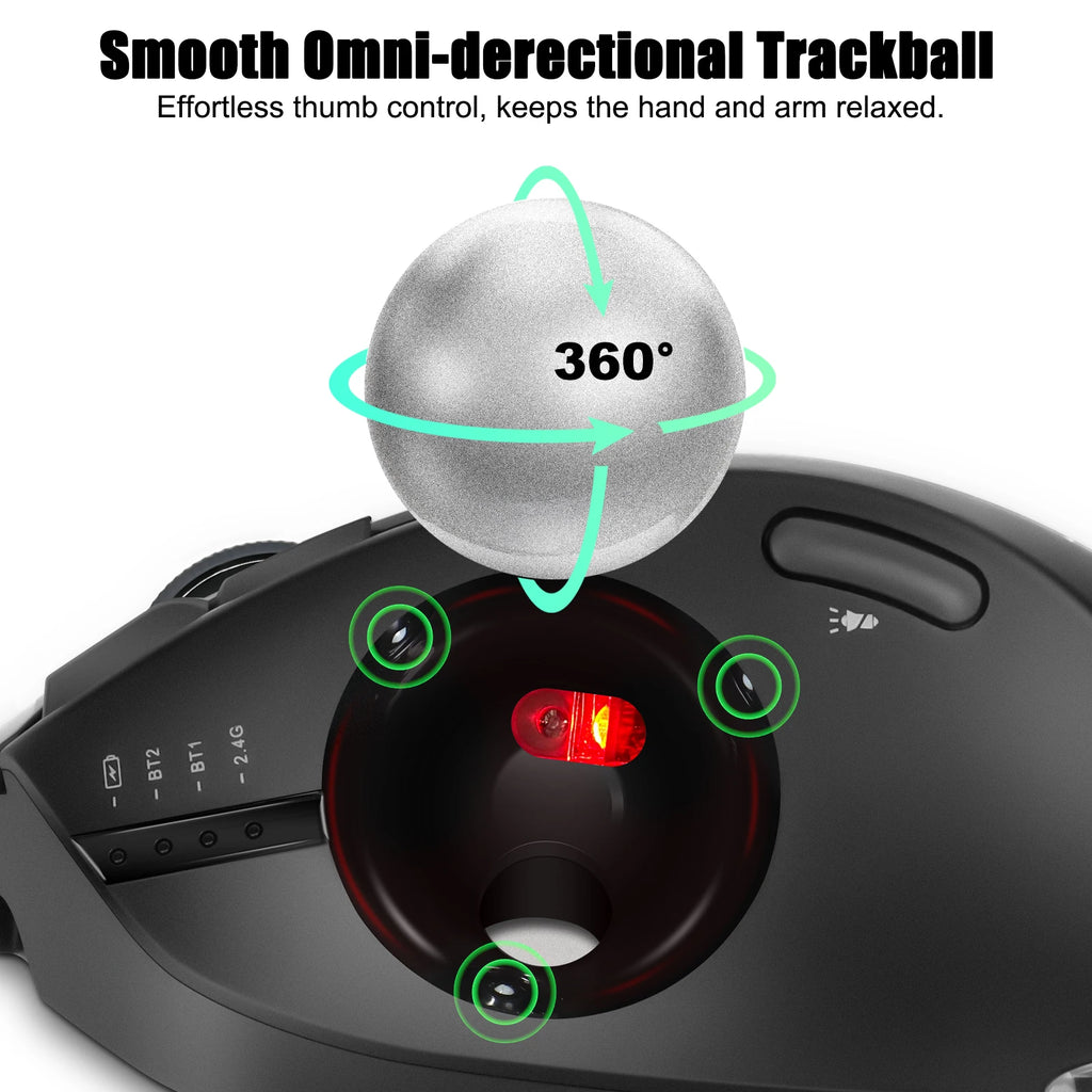 Lefon F33/F26C/F35B Trackball Mouse/Bluetooth Mouse Ergonômico 2.4G Ratos Rollerball Recarregáveis Sem Fio para PC Desenho de Escritório