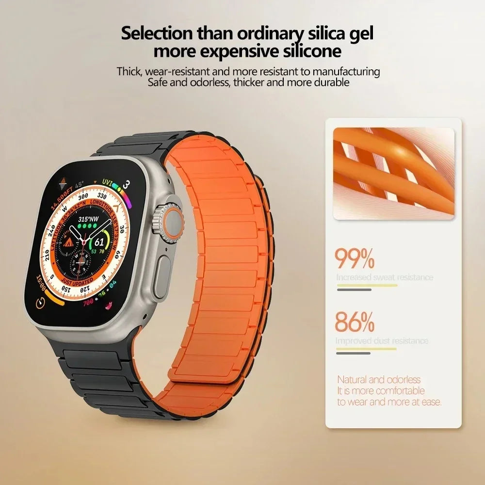 Pulseira de Silicone, iWatch Series 9, 8, 7, 6, 5, 4, 3, 3, SE Ultra 2 Strap, 44mm, 40mm, 49mm, 45 milímetros, 41 milímetros, 38 milímetros