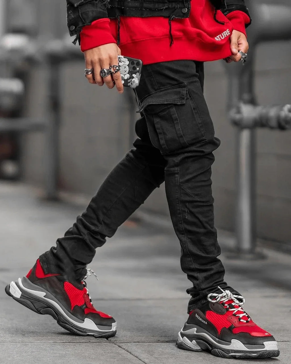 Novos calças de brim dos homens lavar cor sólida multi bolsos denim meados de cintura carga jeans plus size fahsion calças casuais masculino uso diário