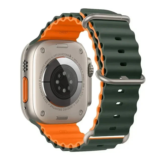 Pulseira oceano para apple watch ultra 2 band 49mm 10 9 8 7 45mm 41mm pulseira de silicone iwatch 6 5 4 3 se 44mm 40 42mm banda