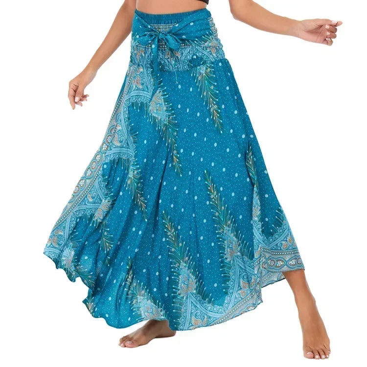 Sexy verão longo boho inferior saia feminina vintage casual ropa mujer faldas solta moda y2k maxi saias roupas femininas saia jupe