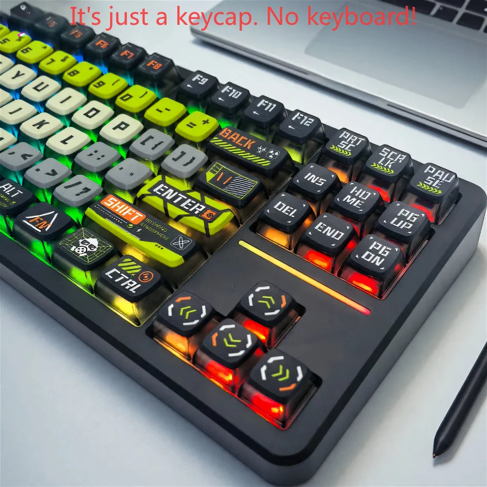 Doomsday Crossing Keycaps personalizados 125 teclas PBT + PC SAX Quad Translúcido Pudding Keycaps para MX Switch Teclados mecânicos
