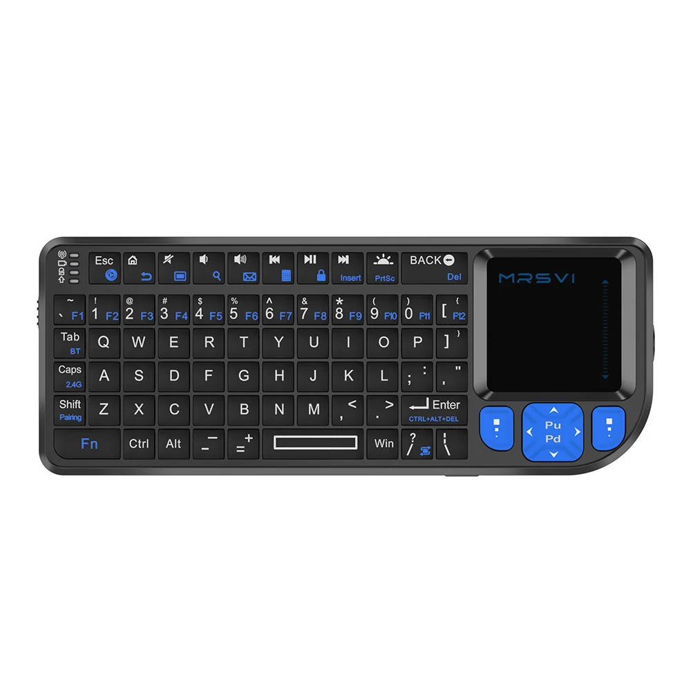 Teclado Mini MRSVI A8 PLUS, Teclado Sem Fio Retroiluminado 2.4GHz&Bluetooth5.0 com Touchpad para Android TV Box, Mac, Laptop, Windows