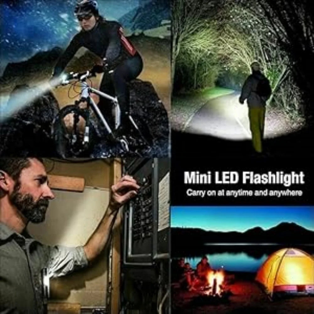 Lanterna LED Recarregável USB Mini Pequena com Luz COB, Lanterna Portátil de Bolso e Chaveiro