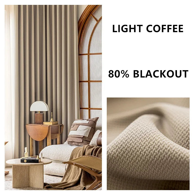 Cortinas jacquard dupla face espessadas, personalizadas, 310cm de altura, cor sólida, 80%-90%, cortinas blackout para sala de estar e quarto
