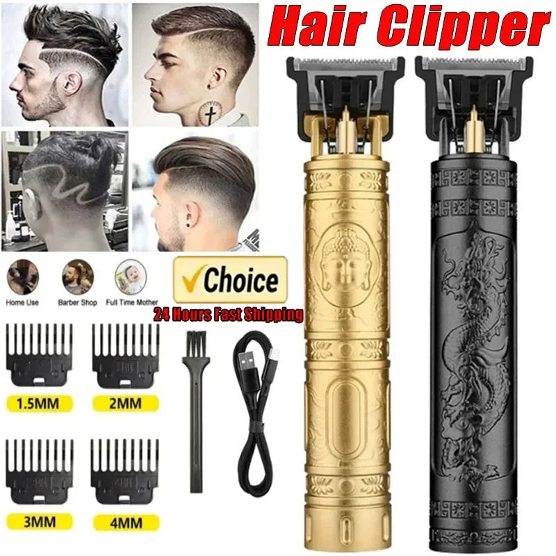 Máquina de Cortar Cabelo Vintage com Carregamento USB, Aparador Elétrico Portátil, Barbeador Profissional, Presente para Namorado