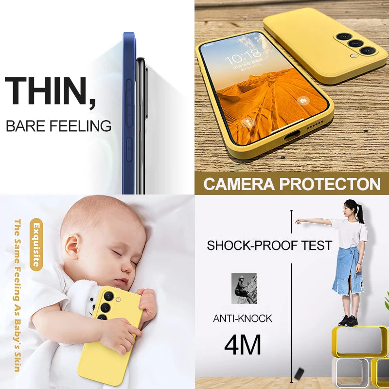 Capa de Silicone Líquido Quadrada para Samsung Galaxy S26 S25 S24 S23 S22 Ultra Plus S26Ultra - capinha Protetora Macia